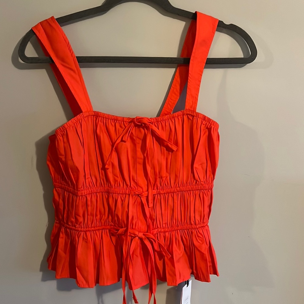 Red cut sleeve ribbed top originally bought from “cider”